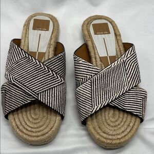 Dolce Vita Black and White Stripes Resort Sandal